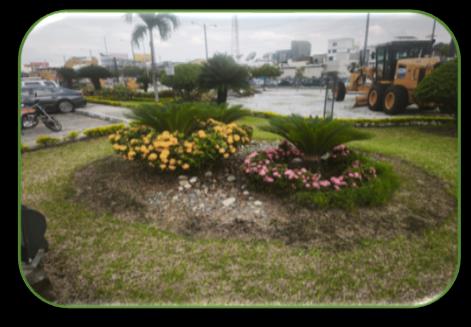 Diseño de jardinera ornamental con flores